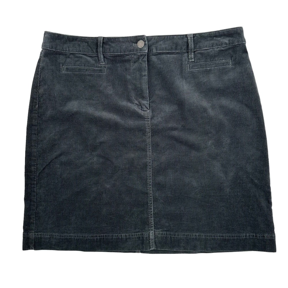 Talbots Skirt 16p 16 Petite Corduroy Grey Short Cotton Stretch Casual Straight - Picture 1 of 6